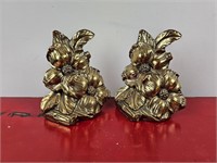 Pair of Brass Vintage Dogwood Bookends 1965