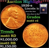***Auction Highlight*** 1926-s Lincoln Cent 1c Gra
