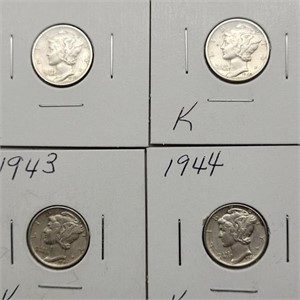 4 MERCURY DIMES 1941, 42, 43 & 44