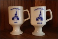 2pc Walt Disney Worl Milk Glass Mugs - Broken