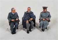 3 Cast Metal Seated Ww2 Leader Figures