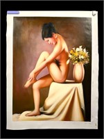 Nude with Flowers, Oil on Canvas