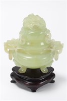 Chinese Serpentine Footed Censer and Cover,