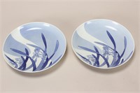 Pair of Japanese Blue and White Porcelain Plates,