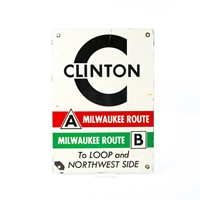 Porcelain "Clinton" Bus Route Sign