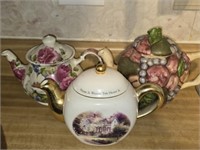 Estate Lot of 3 Decorative Teapots