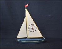 Vintage Nautical Wooden Sailboat Mantel Clock
