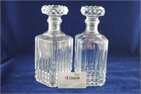 Pair of Ribbed Decanters w/ Stoppers
