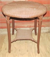 Wicker table with wicker top. Measures 27.5" tall