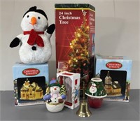 Assorted Xmas Decor Items -Snowman, Tree, etc