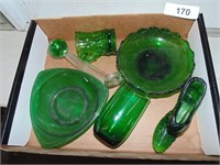 Assorted Green Glassware