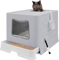 B9534  Foldable Cat Litter Box Grey XL