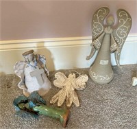 Signed Pottery Angel Figurines