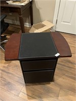 Rolling Leather Filing Cabinet / Office Table