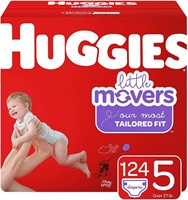 Huggies Little Movers Baby Diapers, Size 5, 124 Ct