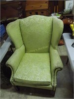 Pair Green Wingback Chairs In Need Of Tlc