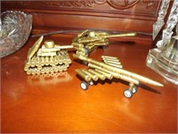3X$ Military Brass Armament Sculptures