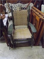 Green Painted Cane Seated Porch Rocker