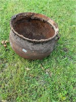 Large cast iron cauldron pot- footed