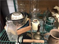 Vases, Milk  Bottle, Bell, and Mason Jars