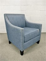 Modern Upholstered Arm Chair W Metal Accents