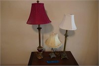 3 lamps and shades
