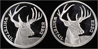 (2) 1 OZ .999 SILVER WHITETAIL DEER ROUNDS