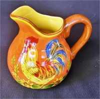 Orange Rooster Creamer Hand Painted by Maxcera