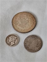 Silver Coin Lot Mercury Dime, Barber Quarter, ++