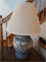 Lg Vase Lamp w/Cloth Shade 32"H