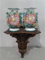 Pr. 6" Vases Made in Italy w/ Shelf Display