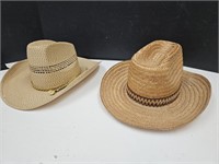 2 Vintage Straw Cowboy Hats