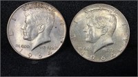 (2) 1964 Silver Kennedy Half Dollars