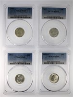 1953-S, 54, 62, 63 Dimes PCGS MS