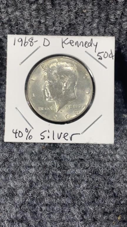 1968-D Kennedy 40% Silver Half Dollar Coin