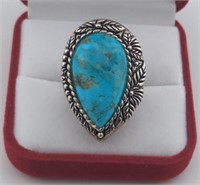 Sterling Large Pear Cut Turquoise Ring
Beautiful