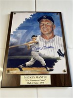 Mickey Mantle Rare #7 Painting Autographed