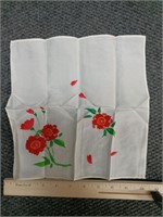 Vintage red floral handkerchief, 10.5" x 10.5"