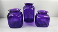 (3) New Purple Vases 8.5" & 10.5" tall