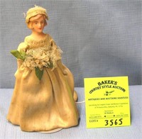 Antique hand painted composition bride doll