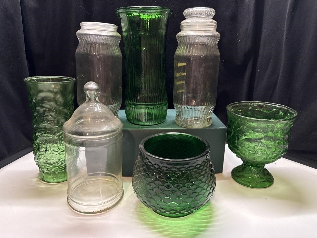 Emerald Green & Clear Vases & Canisters