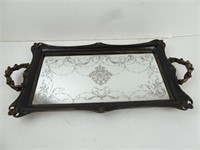 Antique Style Acid Etched Mirror Tray 22"