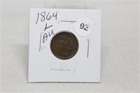 1864L AU Indian Head Cent