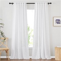 NICETOWN White Sheer Linen Curtains for Living Roo