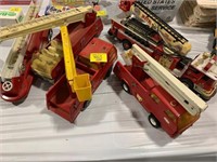 GROUP OF METAL & PLASTIC FIRE TRUCKS OF ALL KINDS