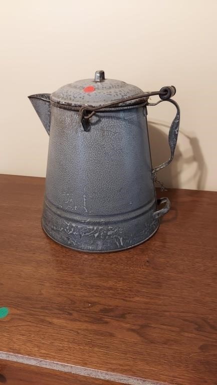 12.5in tall enamel coffee pot w/handles