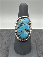 Navajo Sterling Silver w/ Turquoise Ring, Size 7,