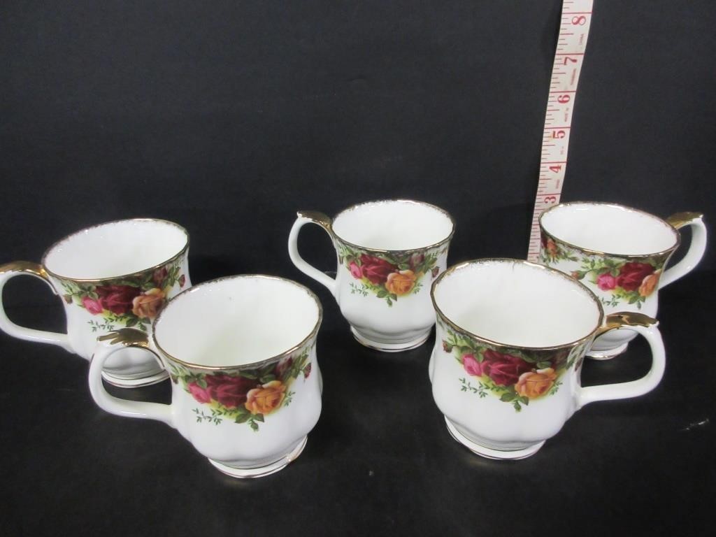 5-ROYAL ALBERT "OLD COUNTRY ROSE" COFFEE MUGS