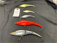 Five (5) Sebile Jointed Muskie Lures - New