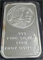 .999 Fine Silver 5 Troy OZ  Bar!